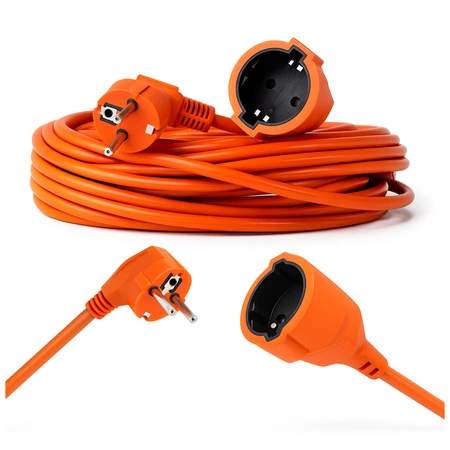 PRZEDŁUŻACZ OGRODOWY DO LAMPEK KOSIARKI BUDOWLANY GRUBY SZNUR 15m Orange LEDLUX