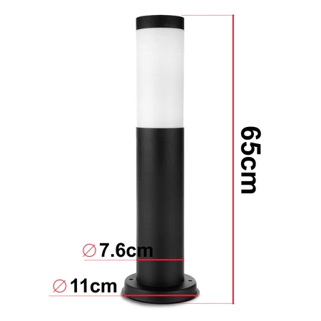Lampa Ogrodowa Stojąca Słupek E27 LX- 710 Czarna 65cm LEDLUX