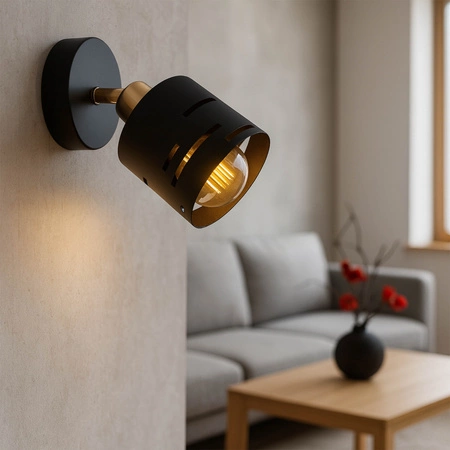 Kinkiet ścienny lampa sufitowa 2w1 E27 czarny złoty nowoczesny wewnętrzny LX1432