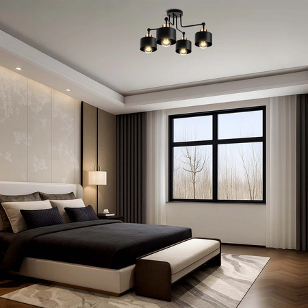 Lampa Sufitowa LX- 1099 Czarna + Miedź 4x E27 LEDLUX