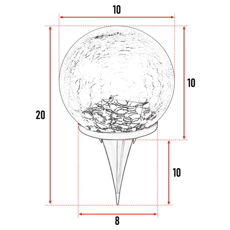 Lampa ogrodowa Kula solarna LED Szklana 10 cm Grube szkło wbijana naziemna LSOL-059 LEDLUX