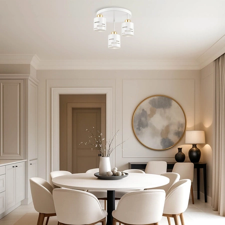 Lampa Wisząca Sufitowa Żyrandol Biała Złota LX1431