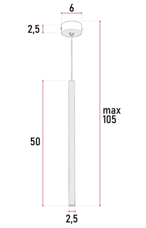 Lampa sufitowa tuba zwis czarna 1x G9 nowoczesna LX-1113 LEDLUX