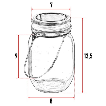 Lampa Solarna Ogrodowa LED Słoik solarny szklany Latarenka wisząca girlanda LSOL-043 LEDLUX