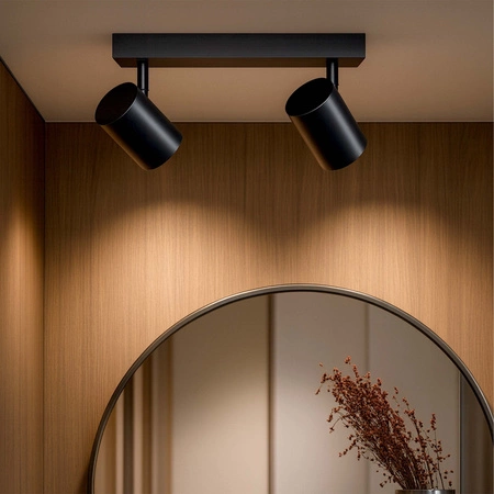 LAMPA SUFITOWA 2xGU10 czarna regulowana SPOT oprawa halogenowa natynkowa OPN-002 2x GU10 BLACK