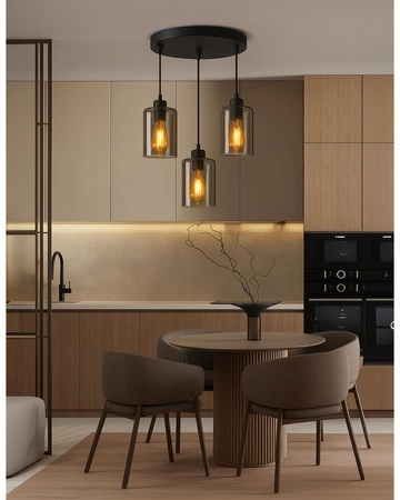 Lampa sufitowa wisząca Żyrandol PLAFON LED szklane klosze GLAMOUR LX1070 BLACK 3x E27 LEDLUX