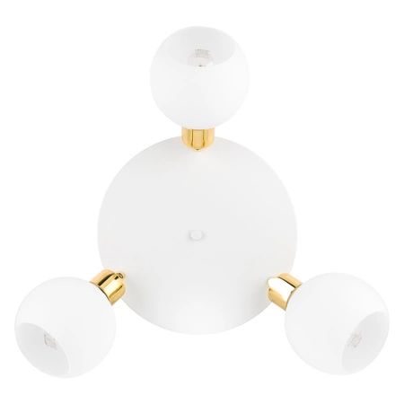 Lampa sufitowa biała złota 3x E27 szklany klosz LX-1053 White Gold LEDLUX