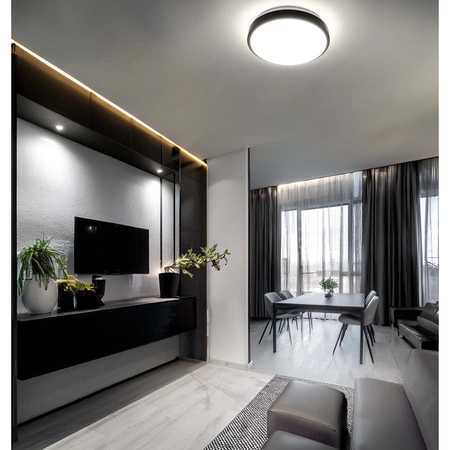 Zestaw Plafon Lampa Sufitowa LX- 924 Biały-Czarny + 2x Żarówka LED E27 A60 10W = 100W 1000lm 4000K LEDLUX