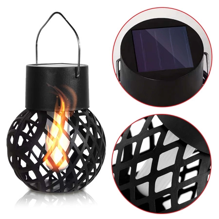 Lampa Solarna LED Ogrodowa Dekoracyjna Kula Latarenka Czarna Kula IP44 LSOL-015 LEDLUX