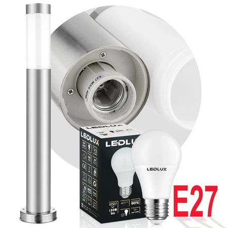 Lampa Ogrodowa Stojąca Słupek E27 LX - 710 Inox 90cm LEDLUX