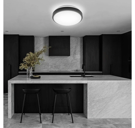 Lampa Plafon Okrągła z Czujnikiem Ruchu 2x E27 LX-924 BLACK LEDLUX