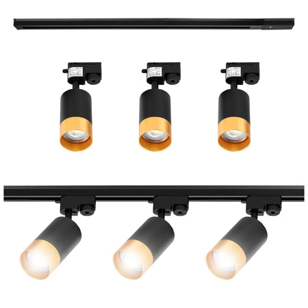 Szynoprzewód Zestaw Szyna 2m + 3x Lampa GU10 Złota Miedziana LEDLUX