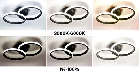 Lampa Sufitowa Wisząca LED Dwa Koła LX- 935 22W Czarna 3000-6000K LEDLUX