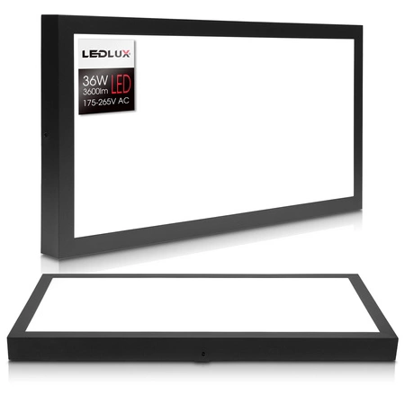 Panel LED natynkowy 36W NW czarny 60x30cm Plafon lampa sufitowa prostokąt LEDLUX