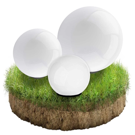 Zestaw LAMPA SOLARNA OGRODOWA BIAŁA KULA LED WBIJANA 10/15/20 LEDLUX