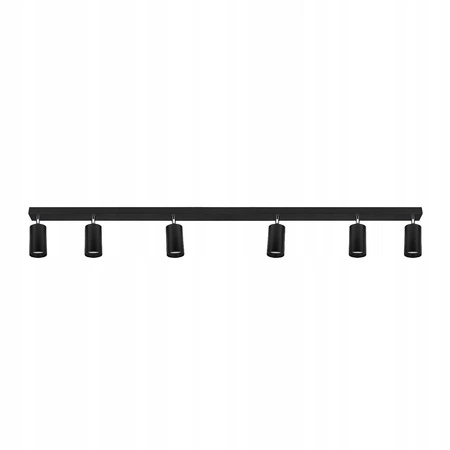 Zestaw Oprawa Sufitowa Natynkowa Reflektor Listwa LX- 8360-6 Czarna + 6x Żarówka GU10 5,5W biała zimna LEDLUX