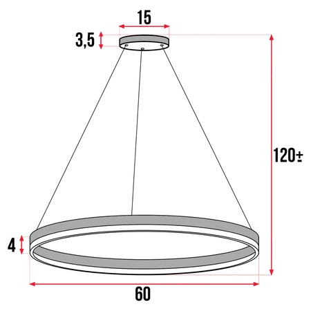 Lampa Sufitowa Wisząca LED Okrągła LX- 919 38W Czarna biała neutralna LEDLUX