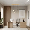 Lampa Wiszaca LX- 1321 Czarna + Drewno 6x E27 LEDLUX
