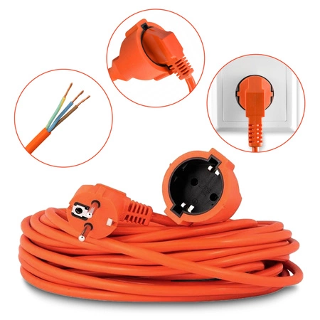 PRZEDŁUŻACZ OGRODOWY DO LAMPEK KOSIARKI BUDOWLANY GRUBY SZNUR 20m Orange LEDLUX