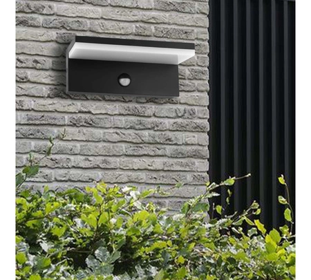 Lampa elewacyjna LED zewnętrzna kinkiet ogrodowy 10W biała neutralna PIR LEL-0002 PIR CZARNA LEDLUX