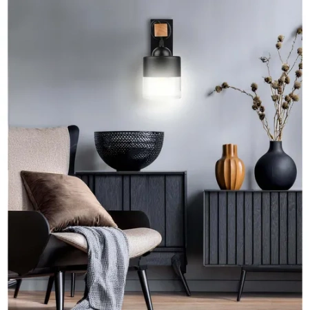 Kinkiet Czarny Lampa Ścienna Nowoczesna Loft Drewniana LX1176 BLACK 1x E27 LEDLUX