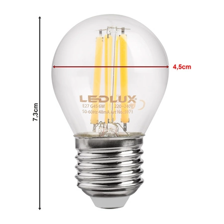 Żarówka LED E27 G45 4W 400lm 4000K biała neutralna LEDLUX