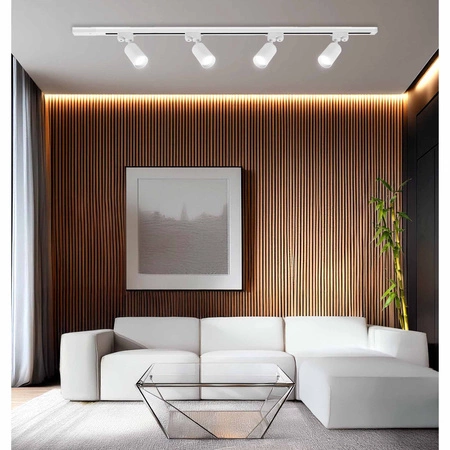 Zestaw Szyna Oświetleniowa Listwa 2m Biała + 4x Reflektor Szynowy Spot Biała LEDLUX