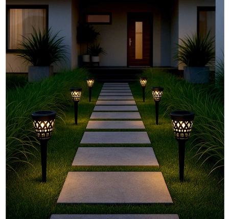 Lampa solarna ogrodowa pochodnia latarnia LED wbijana naziemna czarna LSOL-056 LEDLUX