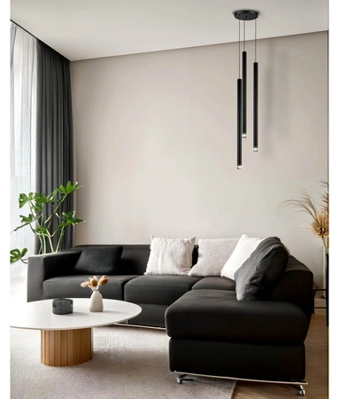 Lampa Sufitowa Wisząca Plafon Żyrandol Tuba Sopel Czarna 3x G9 Modern LX-1169 LEDLUX