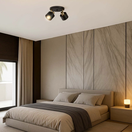 Lampa Sufitowa Żyrandol Plafon Czarna złota E27 Nowoczesna LED LX-1434