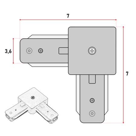 Łącznik Kątowy do Szyn Oświetleniowych LED Typ L Czarny LEDLUX