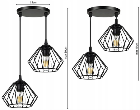Lampa Wisząca LX- 1042 Czarna 2x E37 LEDLUX