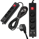 PRZEDŁUŻACZ listwa 3m 3 gniazda + 2x USB LEDLUX 