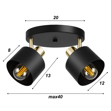 Lampa Sufitowa Żyrandol Plafon Czarna złota E27 Nowoczesna LED LX-1434