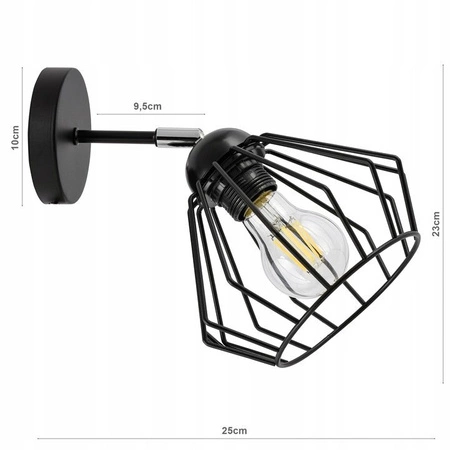 Kinkiet Lampa Ścienna LX- 1391 Czarna 1x E27 LEDLUX