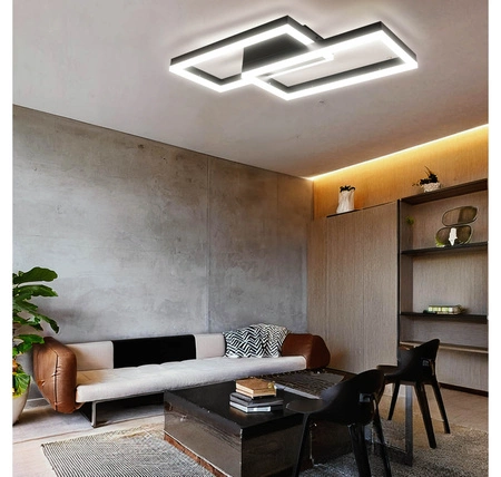 Lampa Sufitowa Wisząca LED Dwa Prostokąty LX- 930 48W Czarna biała neutralna LEDLUX