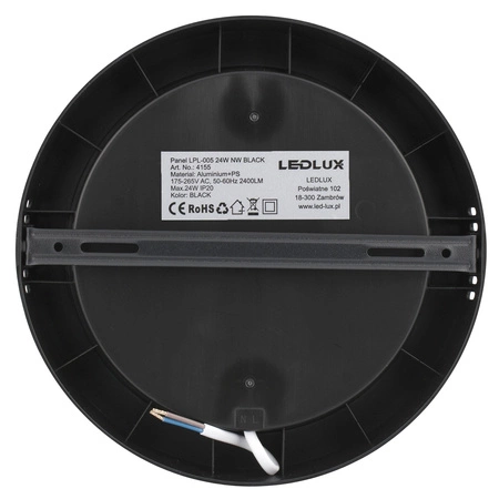 Panel LED natynkowy 24W NW czarny 22,5cm Plafon lampa sufitowa koło LEDLUX