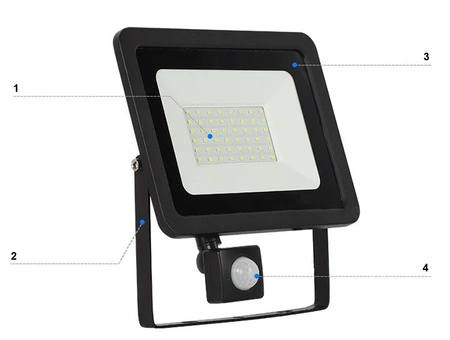 Naświetlacz Halogen LED z Czujnikiem 50W 4500lm 6000K biała zimna LEDLUX