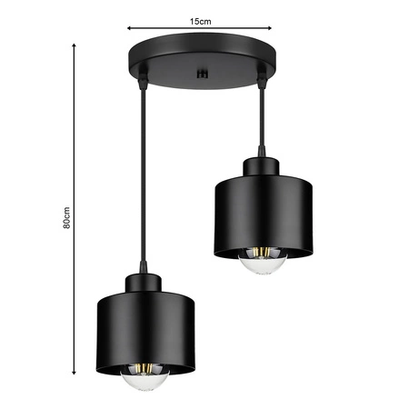 Lampa Wisząca LX- 1061 Czarna 2x E27 LEDLUX