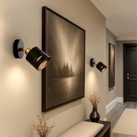 Kinkiet ścienny lampa sufitowa 2w1 E27 czarny złoty nowoczesny wewnętrzny LX1432