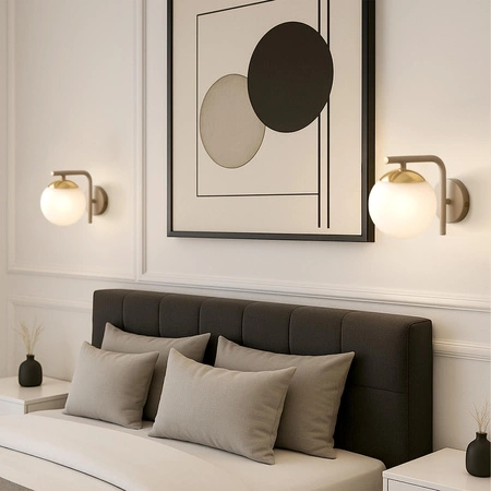 Kinkiet ścienny szklana kula E27 ZŁOTO-BEŻOWY nowoczesny glamour LX1428 Kaszmir