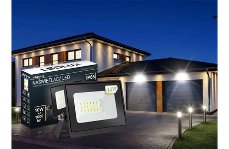 Halogen LED naświetlacz lampa 10W 1000lm Premium reflektor zewnętrzny biały zimny LEDLUX