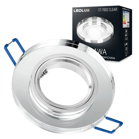 Zestaw 6x Oprawa Halogenowa Szklana LX- 7002 Lustrzana Okrągła + Żarówka GU10 5,5W biała ciepła LEDLUX