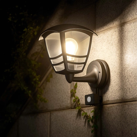 Lampa elewacyjna LED zewnętrzna kinkiet ogrodowy Premium LEL-0008 PIR CZARNA LEDLUX
