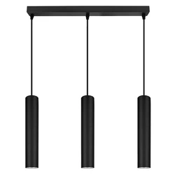Lampa Sufitowa Wisząca Żyrandol Plafon Tuba Tuby metalowa Czarna LED LX-1353 Czarna 3x GU10 LEDLUX