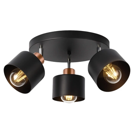 Lampa Sufitowa LX- 1040 Czarna + Miedź 3x E27 LEDLUX
