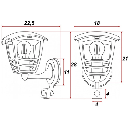 Lampa elewacyjna LED zewnętrzna kinkiet ogrodowy Premium LEL-0008 PIR CZARNA LEDLUX