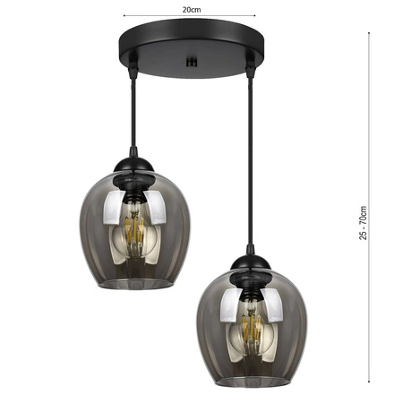 Lampa Wisząca LX- 1282 Czarna 2x E27 LEDLUX