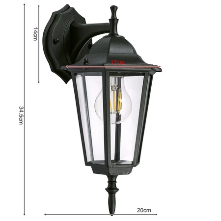 Kinkiet Ogrodowy Lampa Elewacyjna Zewnętrzna Latarnia LEL-0001 Czarny LEDLUX
