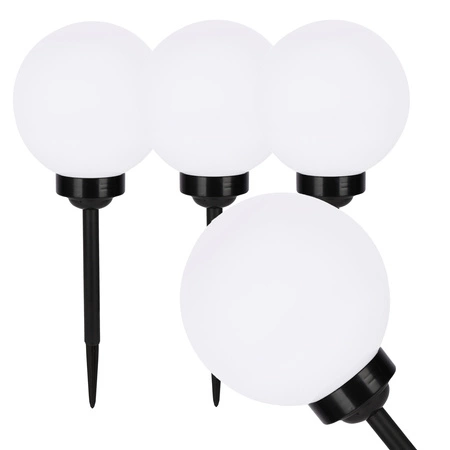 4x Lampa Solarna LED biała kula 10cm LSOL-001 LEDLUX